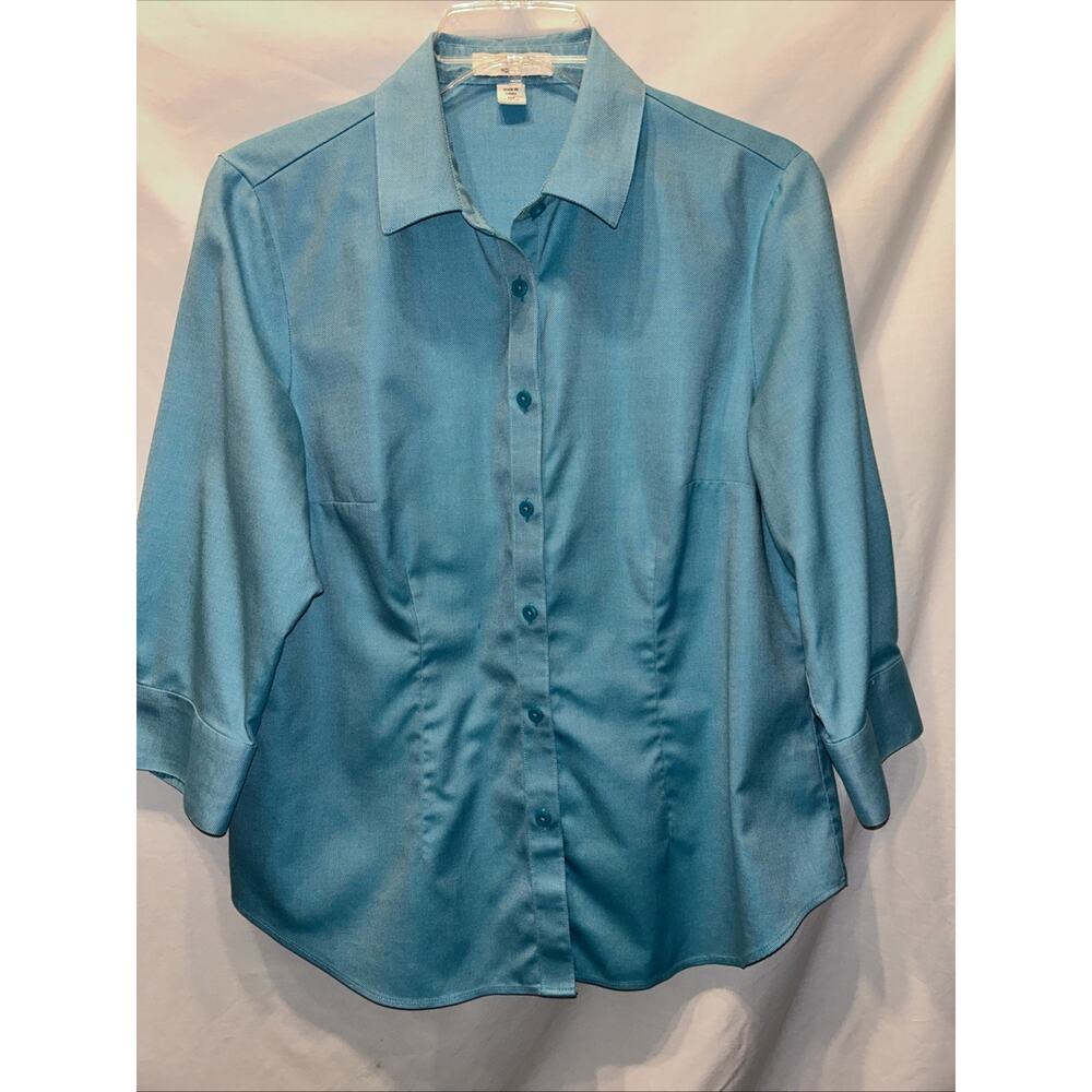 Coldwater Creek Button Up Shirt Womens 10-12 Petite 3/4 Sleeves Career Office